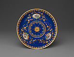 Partial tea set (teapot, sugar bowl, cream pitcher, slop bowl), Union Porcelain Works (1863–1922), Porcelain; allover blue ground with delicate gilded and enamel decoration
