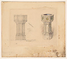 Font for Mr. H.S. Brown. / 12 Hastings Ave / East Cleveland, Ohio, Louis C. Tiffany (American, New York 1848–1933 New York), Watercolor, pen, and graphite drawing highlighted with gouache, American