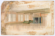 Design for reception hall, Louis C. Tiffany (American, New York 1848–1933 New York), Watercolor, black ink, and graphite on paper mounted on board., American