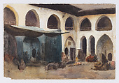 Courtyard Scene, Cairo, Emily Sargent  American, Watercolor, opaque watercolor, and graphite on paper, American