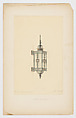 Design for wall-mounted lantern, Louis C. Tiffany (American, New York 1848–1933 New York), Colored crayon and graphite on tissue paper mounted on board, American