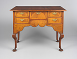 Dressing Table, Walnut, white pine, burl walnut veneers, mahogany; brass, American