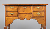 Dressing Table, Walnut, white pine, burl walnut veneers, mahogany; brass, American