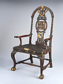 Masonic Armchair, Painted mahogany, maple; horsehair, linen, upholstery foundation (original), American