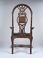Masonic Armchair, Painted mahogany, maple; horsehair, linen, upholstery foundation (original), American