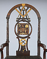 Masonic Armchair, Painted mahogany, maple; horsehair, linen, upholstery foundation (original), American