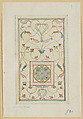 Study for Glass (Celtic Jeweled Cross in Arabesque), John La Farge American, Watercolor and graphite on heavy white paper mounted on tan cardboard, American