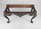 Slab table, Mahogany, black walnut, yellow pine; marble, American