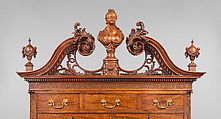 High chest of drawers, Mahogany, mahogany veneer, yellow pine, yellow poplar, northern white cedar; brass, American