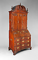 Desk and bookcase, Mahogany, chestnut, white pine, yellow pine, yellow poplar, cedar; brass, American