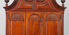 Desk and bookcase, Mahogany, chestnut, white pine, yellow pine, yellow poplar, cedar; brass, American