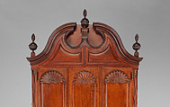 Desk and bookcase, Mahogany, chestnut, white pine, yellow pine, yellow poplar, cedar; brass, American