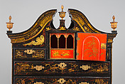 High chest of drawers, Japanned maple, japanned white pine, white pine, japanned birch; brass, American