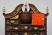 High chest of drawers, Japanned maple, japanned white pine, white pine, japanned birch; brass, American