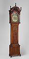 Tall Clock, John Wood Sr. (active ca. 1729–1760/1), Walnut, yellow poplar, white pine; brass, iron, glass, American