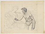 Science Instructing Industry: Nude Study, Kenyon Cox (American, Warren, Ohio 1856–1919 New York), Graphite on off-white laid paper mounted on secondary support of Egyptian linen, American