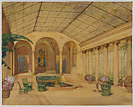 Design for garden room, Louis C. Tiffany American, Opaque and transparent watercolor and graphite on paper, American