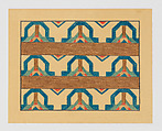 Unidentified III Green/Red Road, Mary Sully (Dakota, 1896–1963), Colored pencil, black ink, gilt, white paint, and pastel crayon on paper, Dakota