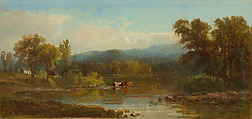 On the Hudson River, Near Idlewild, Eliza Pratt Greatorex American, Oil on paper mounted to board, American