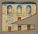 Suggestion for Decoration of Hershey Community Theater, Hershey, PA, Louis C. Tiffany (American, New York 1848–1933 New York), Watercolor, gouache, pen and black ink, aluminum paint and bronze powder ink, and graphite on artist board with original shaped window mat, American