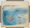 Suggestion for Fixtures and Ceiling Decoration for Hershey Community Theater, Hershey, Pennsylvania, Louis C. Tiffany (American, New York 1848–1933 New York), Watercolor, gouache, metallic inks, colored pencil, aluminum paint, and graphite on artist board, American