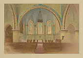 Design for church interior, Louis C. Tiffany American, Ink, inkwash, watercolor, and graphite on board, American