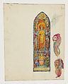 Design for window depicting Christ in majesty, Louis C. Tiffany (American, New York 1848–1933 New York), Watercolor, brown, and black ink, and graphite on paper mounted on board., American