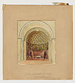 Design for chapel interior, Louis C. Tiffany (American, New York 1848–1933 New York), Watercolor and pen on paper mounted on board in original mat, American