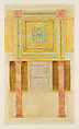 Design for wall and ceiling elevation, Louis C. Tiffany (American, New York 1848–1933 New York), Watercolor, brown ink, and graphite on paper, American