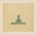 Scheme for fountain, residence of Mr. Charles W. Shaeffer, 812 East First Street, Dayton, Ohio, Louis C. Tiffany (American, New York 1848–1933 New York), Watercolor, gouache, and graphite on artist board, American
