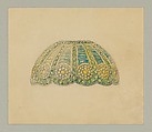 Design for jeweled lamp shade, Louis C. Tiffany (American, New York 1848–1933 New York), Watercolor, graphite, and ink, American