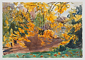 View at Varramista, Foliage, Emily Sargent  American, Watercolor, graphite, and wax resist on paper, American