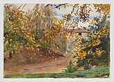 Garden Scene with Building, Villa Varramista, Emily Sargent  American, Watercolor, graphite, and wax resist on paper, American