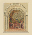Design for chapel interior, Louis C. Tiffany (American, New York 1848–1933 New York), Watercolor and pen on paper mounted on board in original mat, American