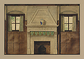 Design for a fireplace wall, Louis C. Tiffany (American, New York 1848–1933 New York), Watercolor, ink and graphite on paper, mounted on board, American