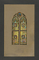 Scheme B, Suggestion for windows, Memorial Hospital, Woodmen of the Word, San Antonio, Texas, Louis C. Tiffany (American, New York 1848–1933 New York), Watercolor, gouache, and black ink on paper mounted on board in original shaped mat, American