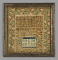 Sampler, Emily Ann Kittredge (American, 1815–1905), Silk embroidery on linen, American