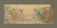 Design for a mosaic reredos, St. Matthew's Episcopal Church, Worcester, Massachusetts, Louis C. Tiffany (American, New York 1848–1933 New York), Watercolor and graphite on artist’s board, American