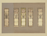 Suggestion for windows in library, residence of Mr. William B. Gourley, Clifton, New Jersey, Louis C. Tiffany American, Watercolor, and ink on paper in original mat, American