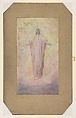 Design for a mosaic panel, Ascension, Second Presbyterian Church, Amsterdam, New York, Louis C. Tiffany (American, New York 1848–1933 New York), Gouache and graphite on artist board in original window matt with gold metallic finish., American