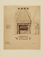 Revized Design For Hunt Room Mantel, Louis C. Tiffany (American, New York 1848–1933 New York), Watercolor, pen and brown inks, and graphite on artist board paper, American