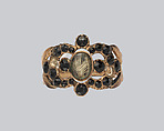 Mourning Ring, Gold, jet, glass, hair