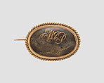 Brooch, Gold, hair, and crystal, American