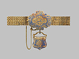 Bracelet, Gold, enamel, hair, glass, American