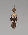 Pair of Earrings, Possibly Wright, Kay and Company, Gold, hair, American