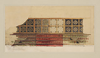 Design for a chancel rail, Louis C. Tiffany (American, New York 1848–1933 New York), Watercolor, metallic ink, and graphite on tracing paper on buff paper board, American