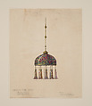 Drawing for hanging dome shade, Louis C. Tiffany  American, Watercolor, gouache, and graphite on off-white wove paper mounted on board, American