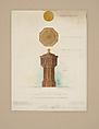"Baptismal Font With Cover, for Presbyterian Church, Kingston, Pennsylvania", Louis C. Tiffany American, Transparent and opaque watercolor, and graphite on paper mounted on paperboard, American