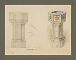Font for Mr. H.S. Brown. / 12 Hastings Ave / East Cleveland, Ohio, Louis C. Tiffany American, Watercolor, pen, and graphite drawing highlighted with gouache, American