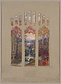Suggestion for window in residence of Mr. L.D. Towle, Boston, Massachusetts, Louis C. Tiffany American, Watercolor, gouache, ink, and graphite on artist board with original mat, American